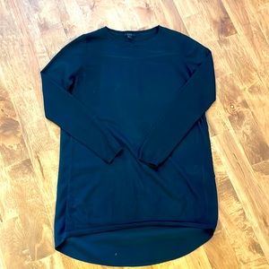 Dark forest green COS sweater. Wool front and arms and silk back.